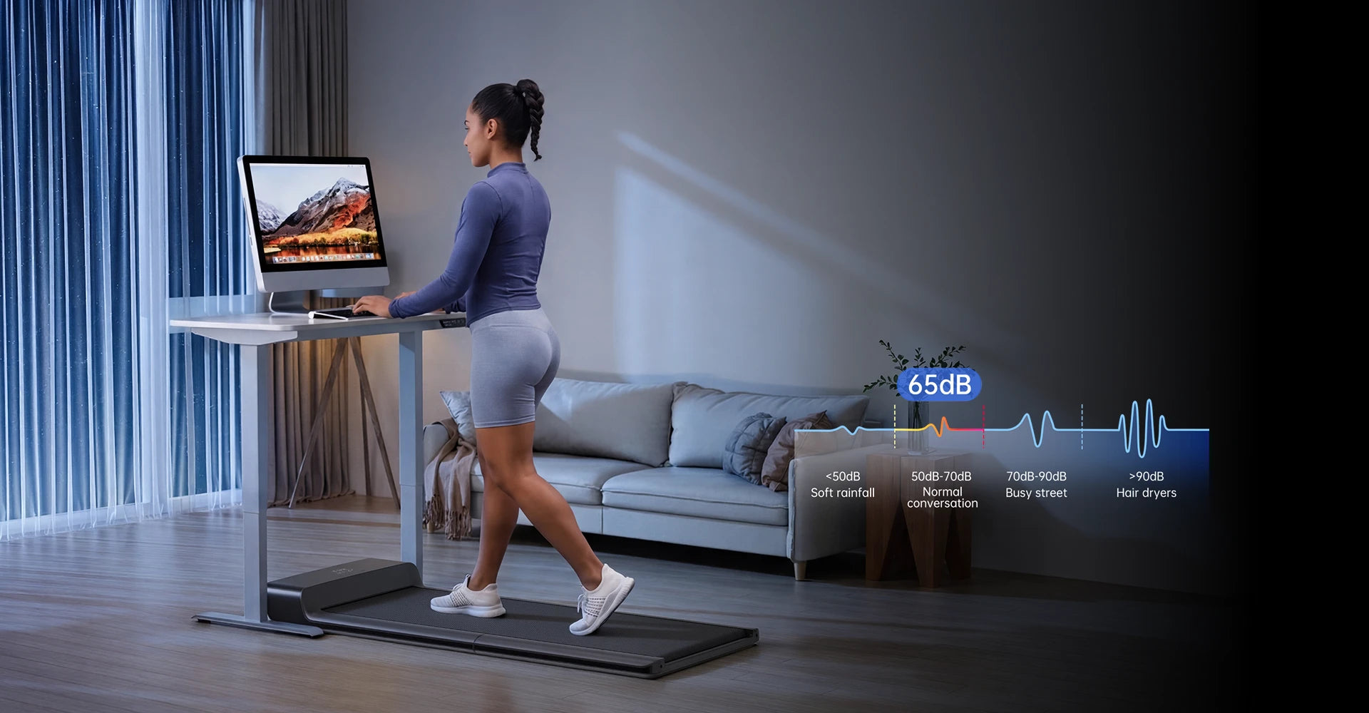 WalkingPad A1 Pro treadmill with built-in wheels for easy movement and storage