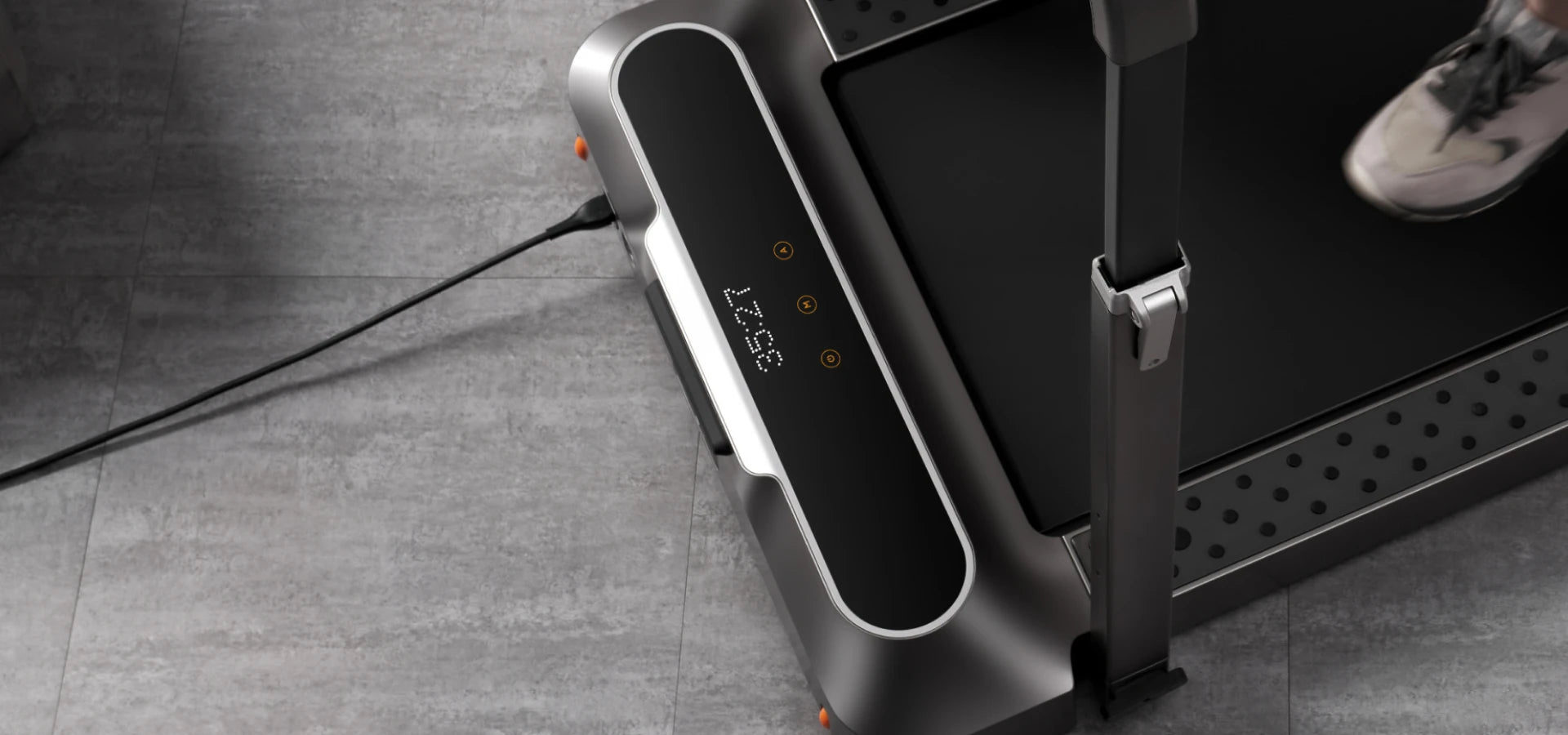 WalkingPad R2 treadmill LED touch display showing speed and workout data clearly