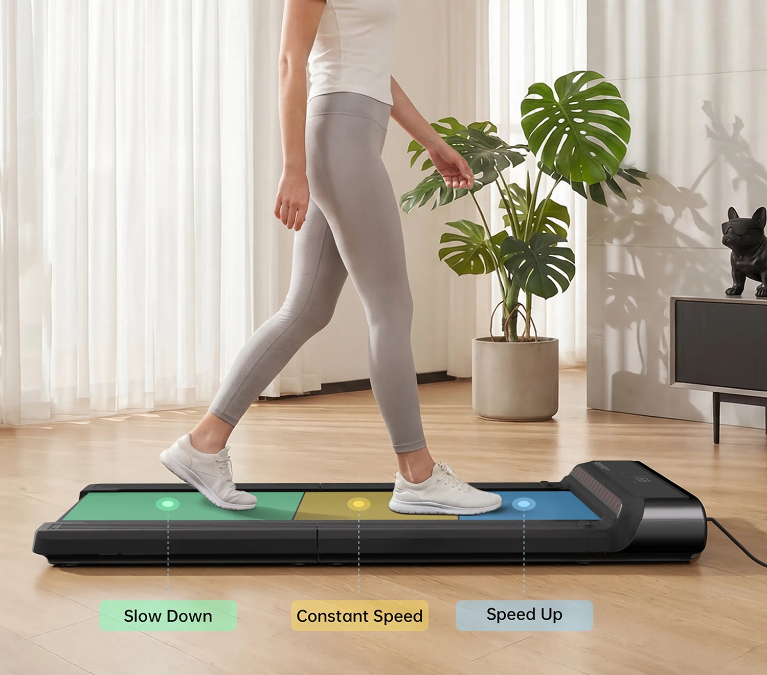 WalkingPad R3 treadmill FootSense control automatically adjusts speed based on walking position