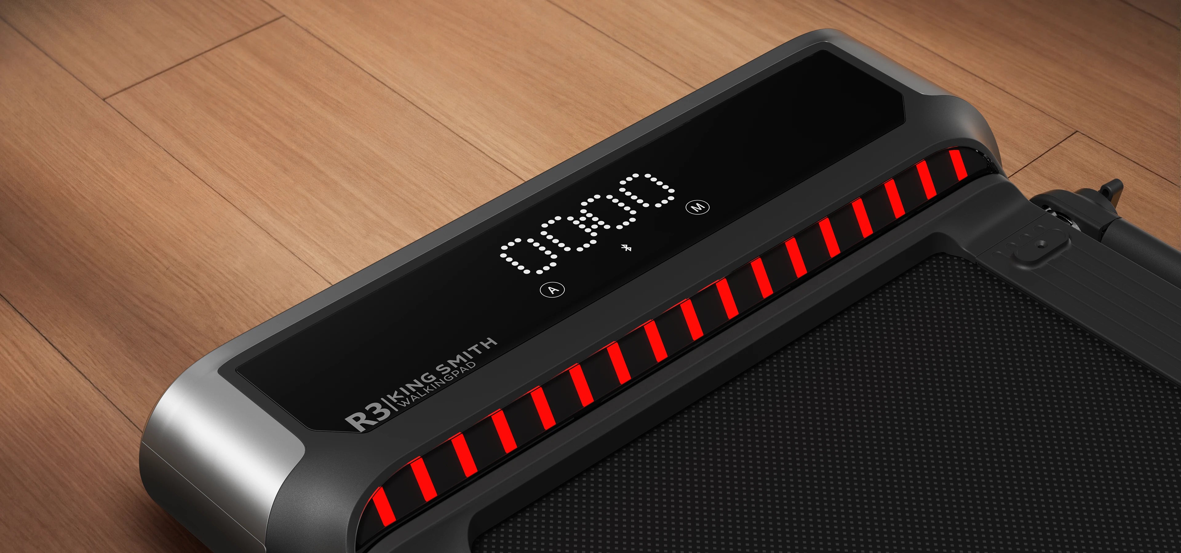 WalkingPad R3 Hybrid treadmill LED display showing speed time and distance clearly