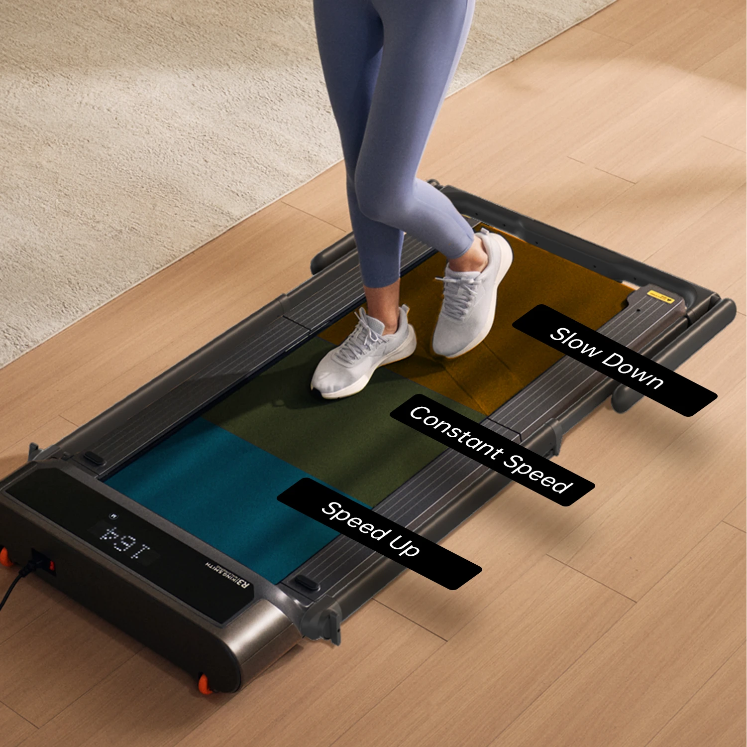 WalkingPad R3 Hybrid Plus treadmill foot control for easy speed adjustment during workouts