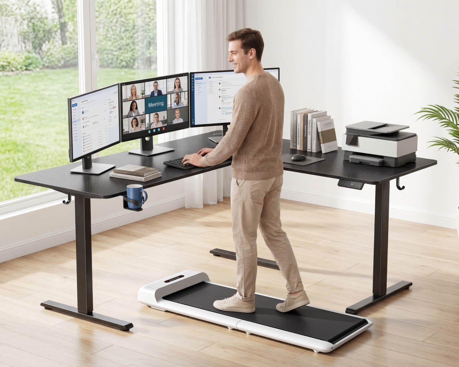 WalkingPad walking workstation bundle with treadmill and standing desk for office fitnes