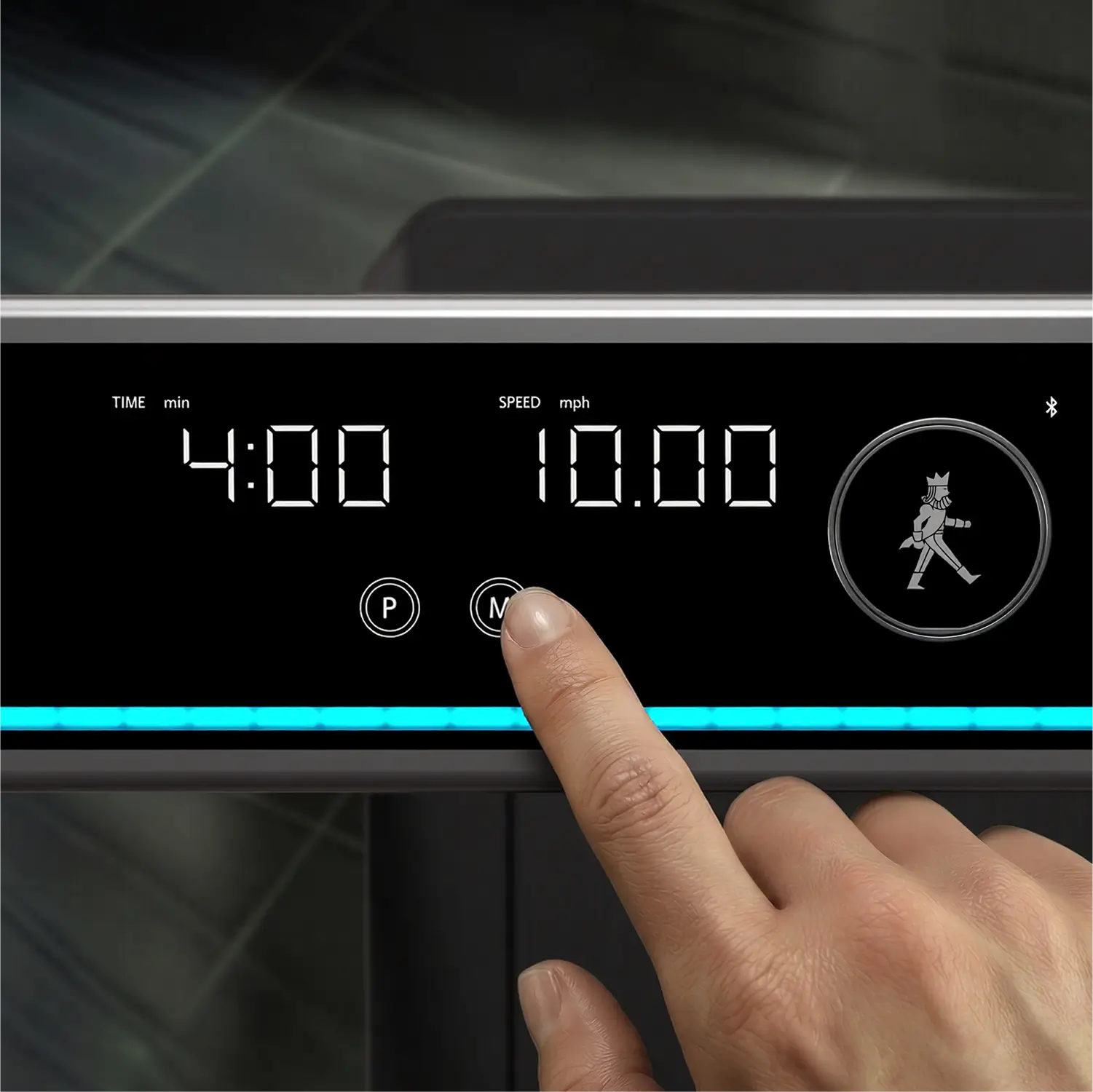 WalkingPad X25 plus treadmill control panel showing built-in custom workout programs