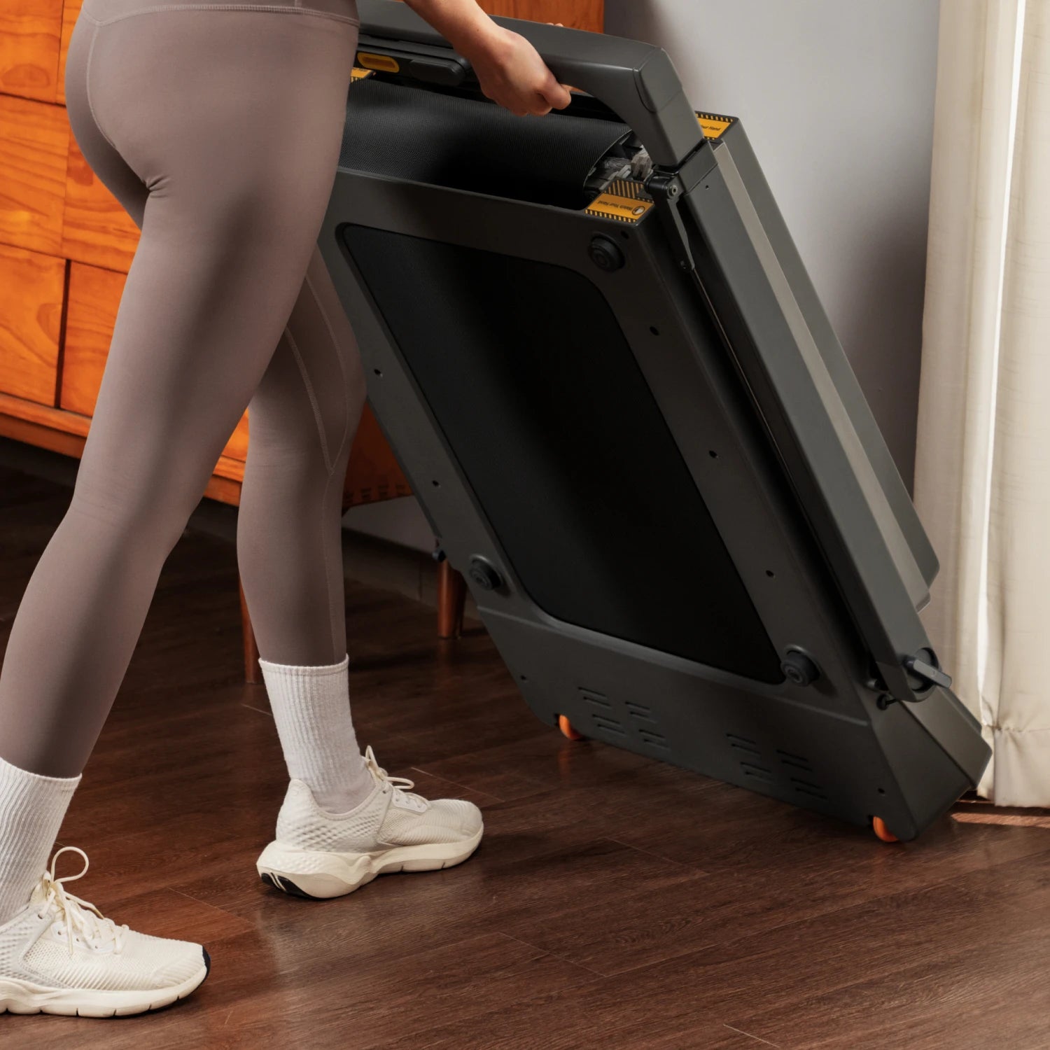 WalkingPad Z3 Hybrid treadmill with large wheels for easy movement across rooms