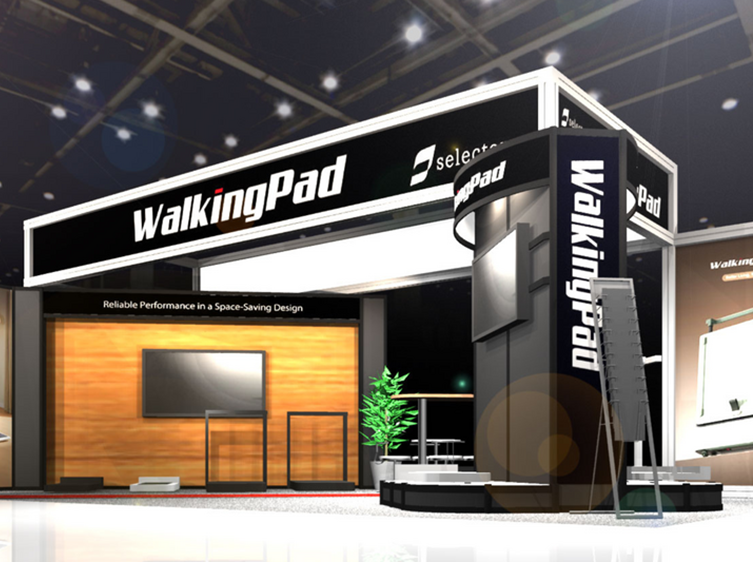WalkingPad booth at SPORTEC 2026 in Tokyo featuring foldable treadmills and smart fitness solutions
