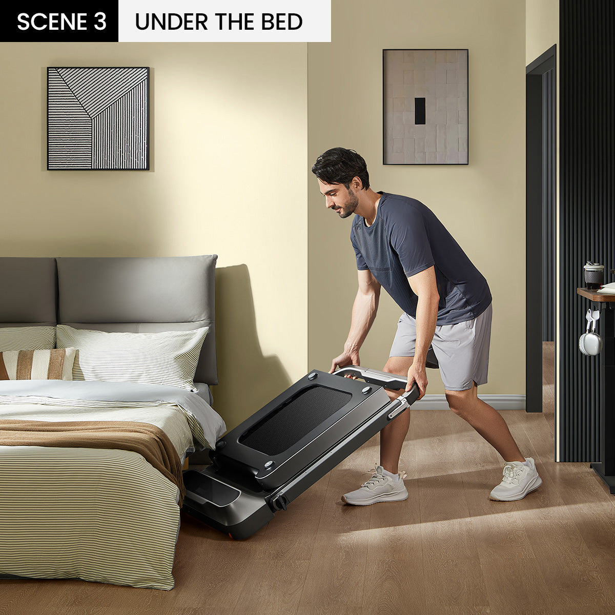 WalkingPad R2 sliding under a bed for storage