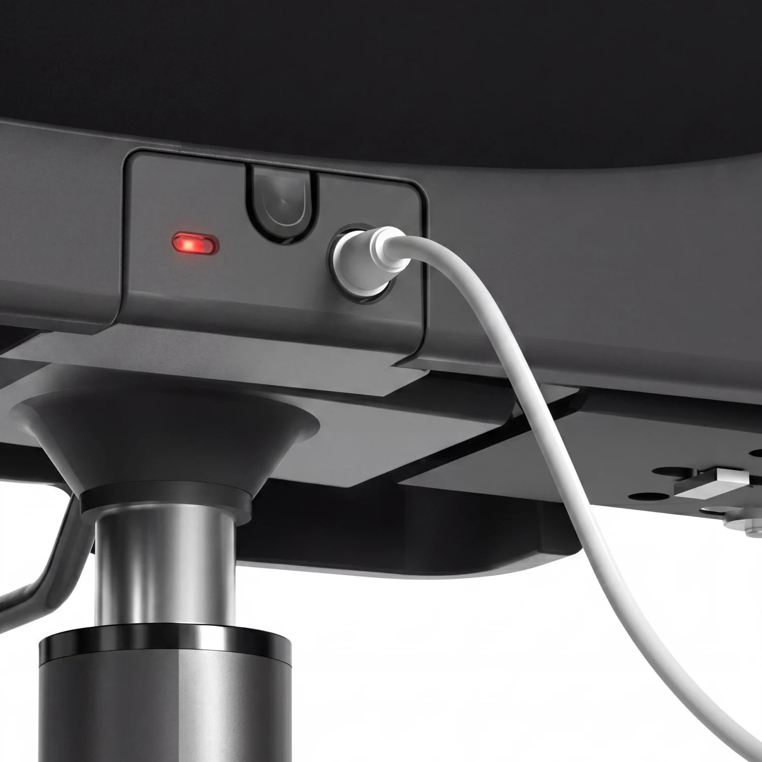 Magnetic charging port and LED indicator on Air-Smart ergonomic office chair base