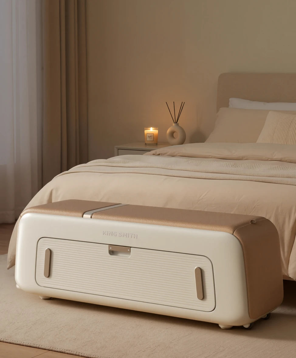 pilates bench used as furniture in bedroom aesthetic storage design
