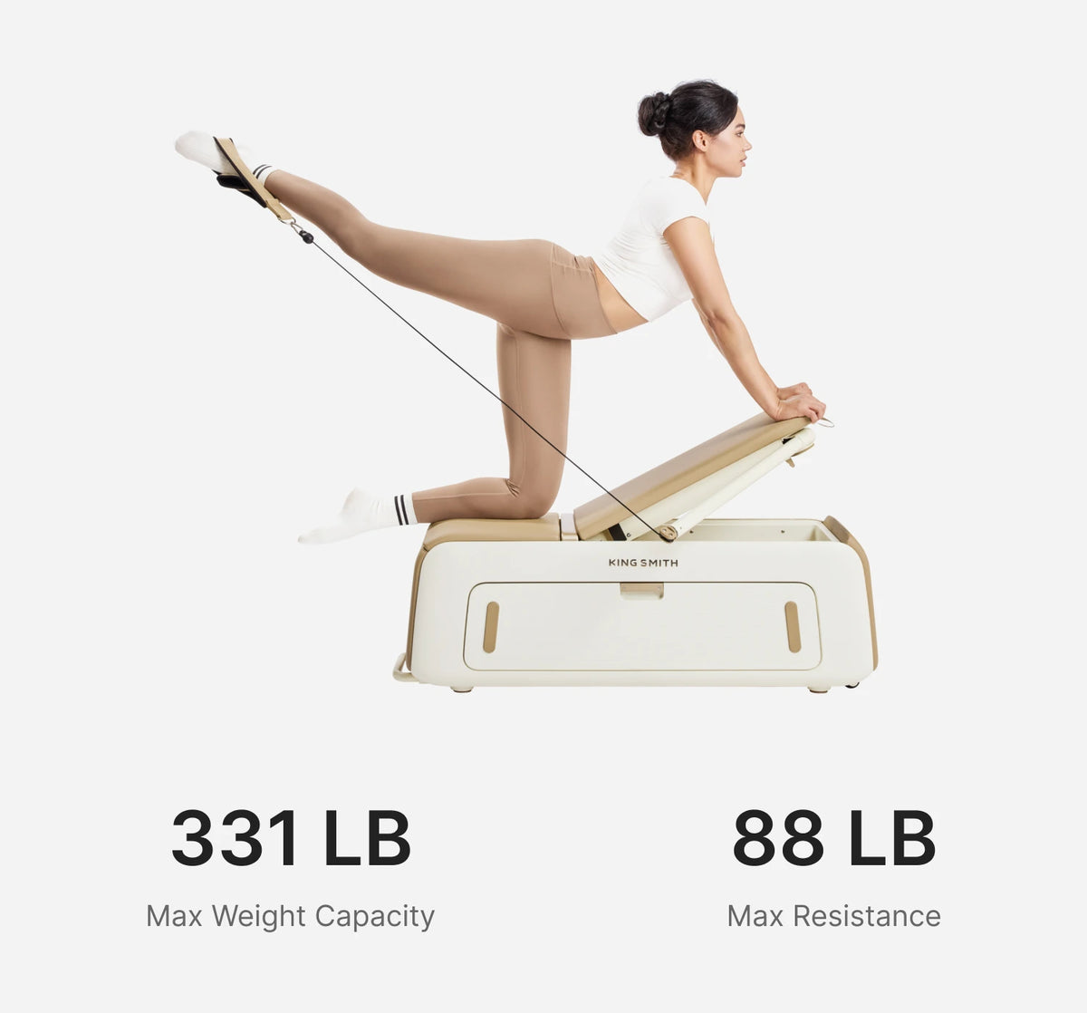 Woman exercising on a WalkingPad adjustable weight bench for home strength training 