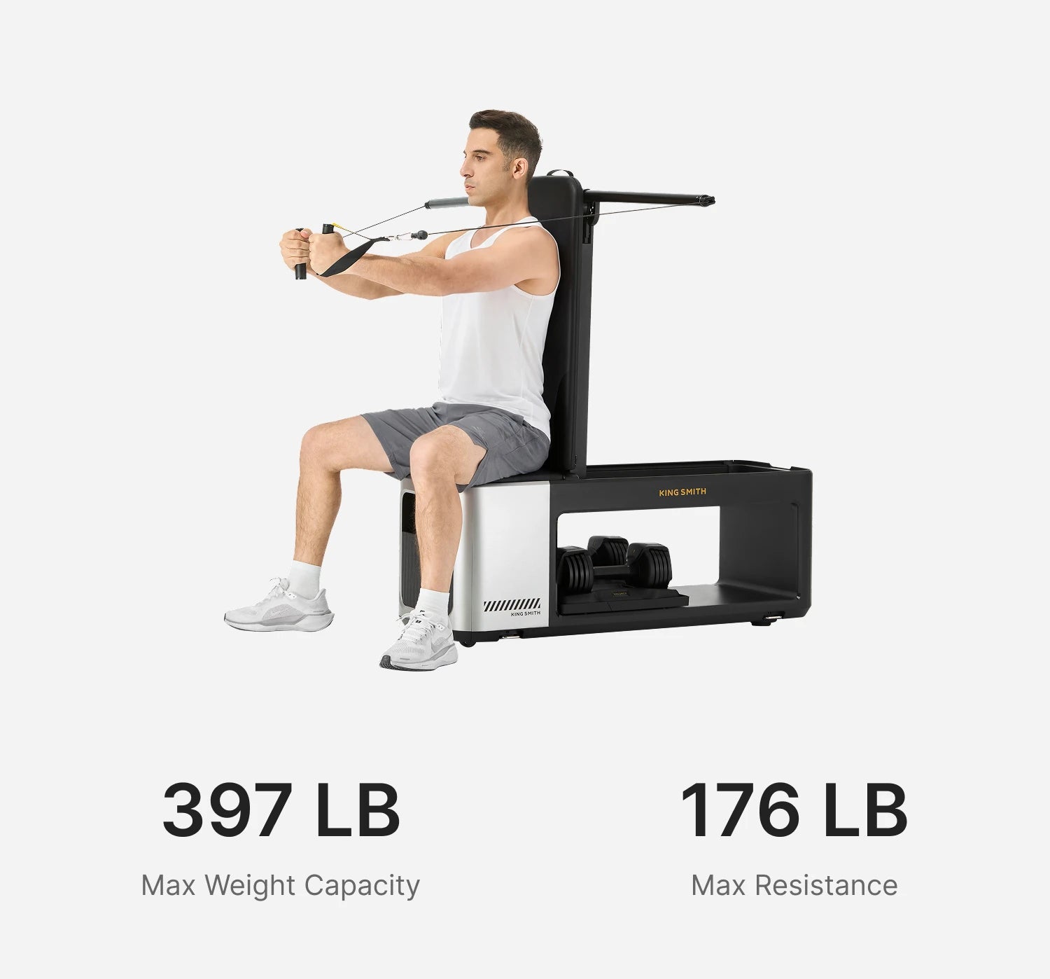 Person exercising on a WalkingPad weight bench during a home workout