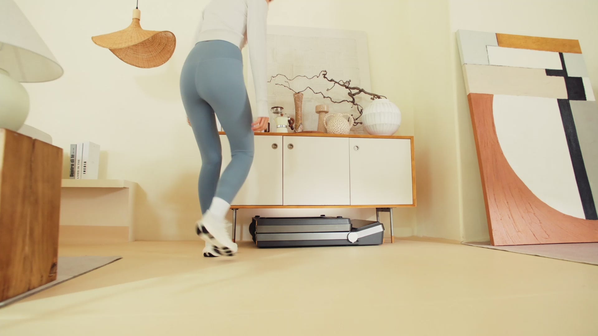 Load video: WalkingPad Z3 treadmill used under desk for walking while working at home