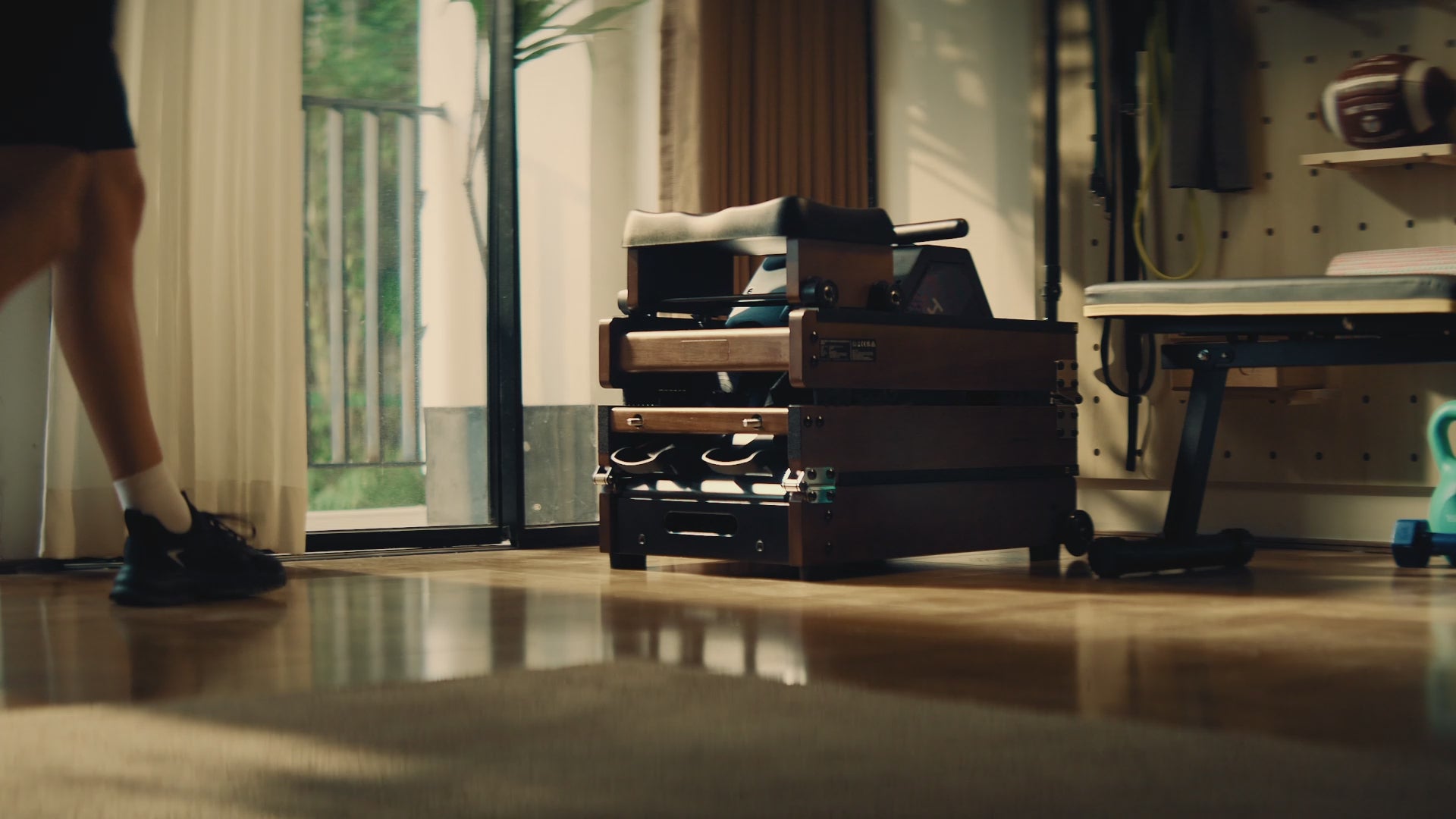 Load video: WalkingPad WR20 trifold rower full body rowing workout demonstration at home