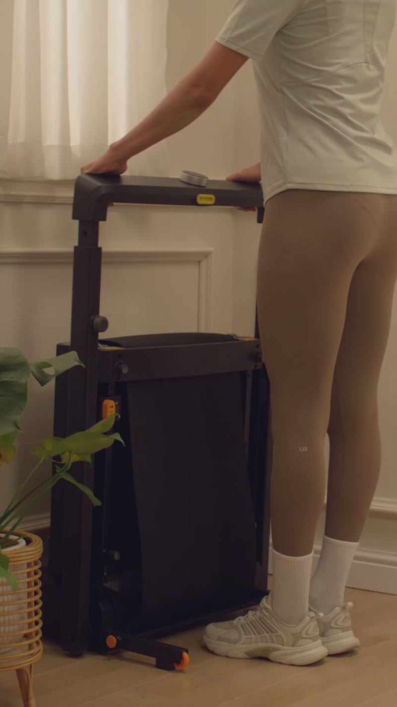 WalkingPad MX8 Plus treadmill home workout demonstration in a modern living room