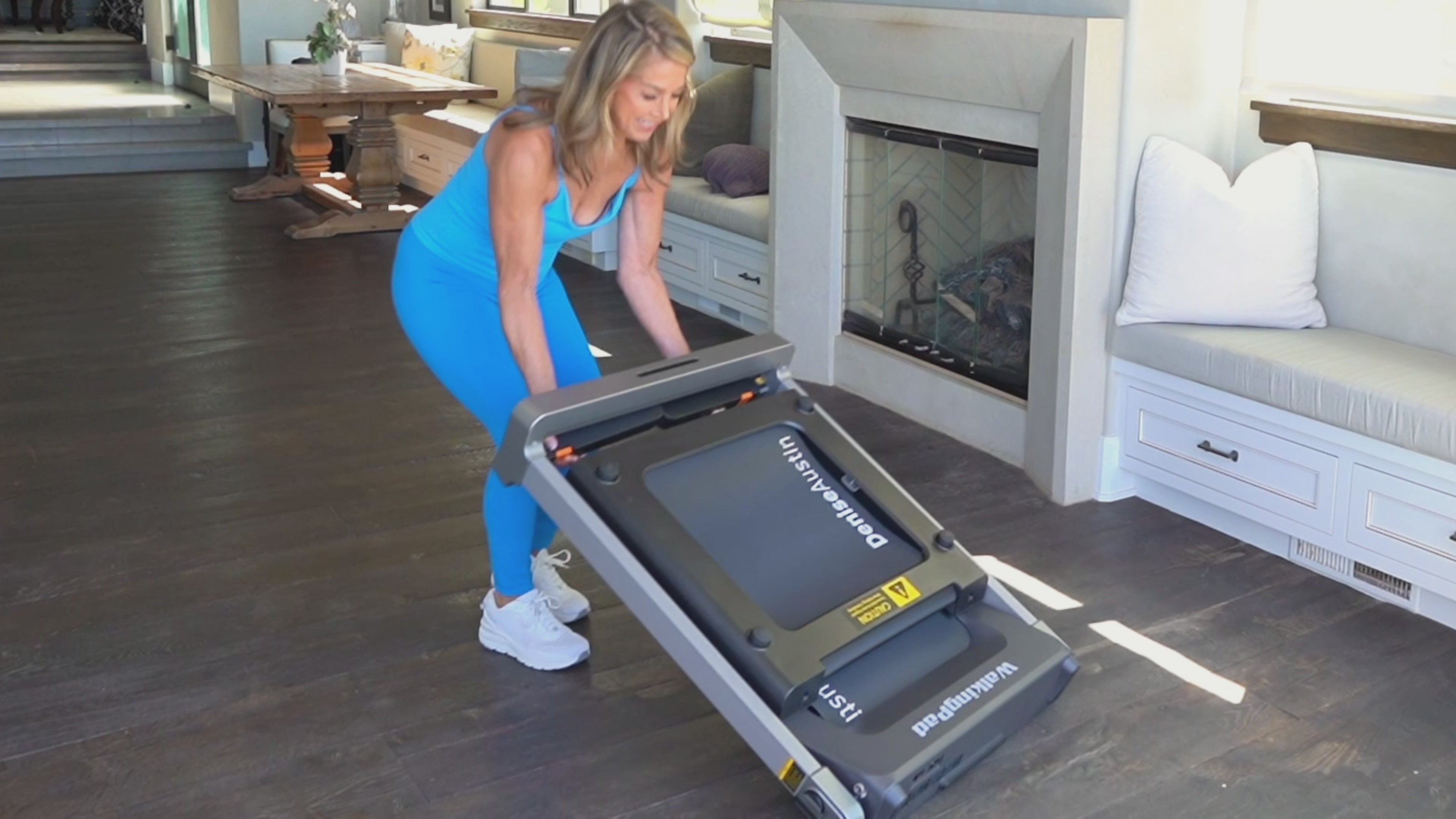 Load video: WalkingPad Denise Austin 2.0  treadmill foldable design for indoor running and home fitness