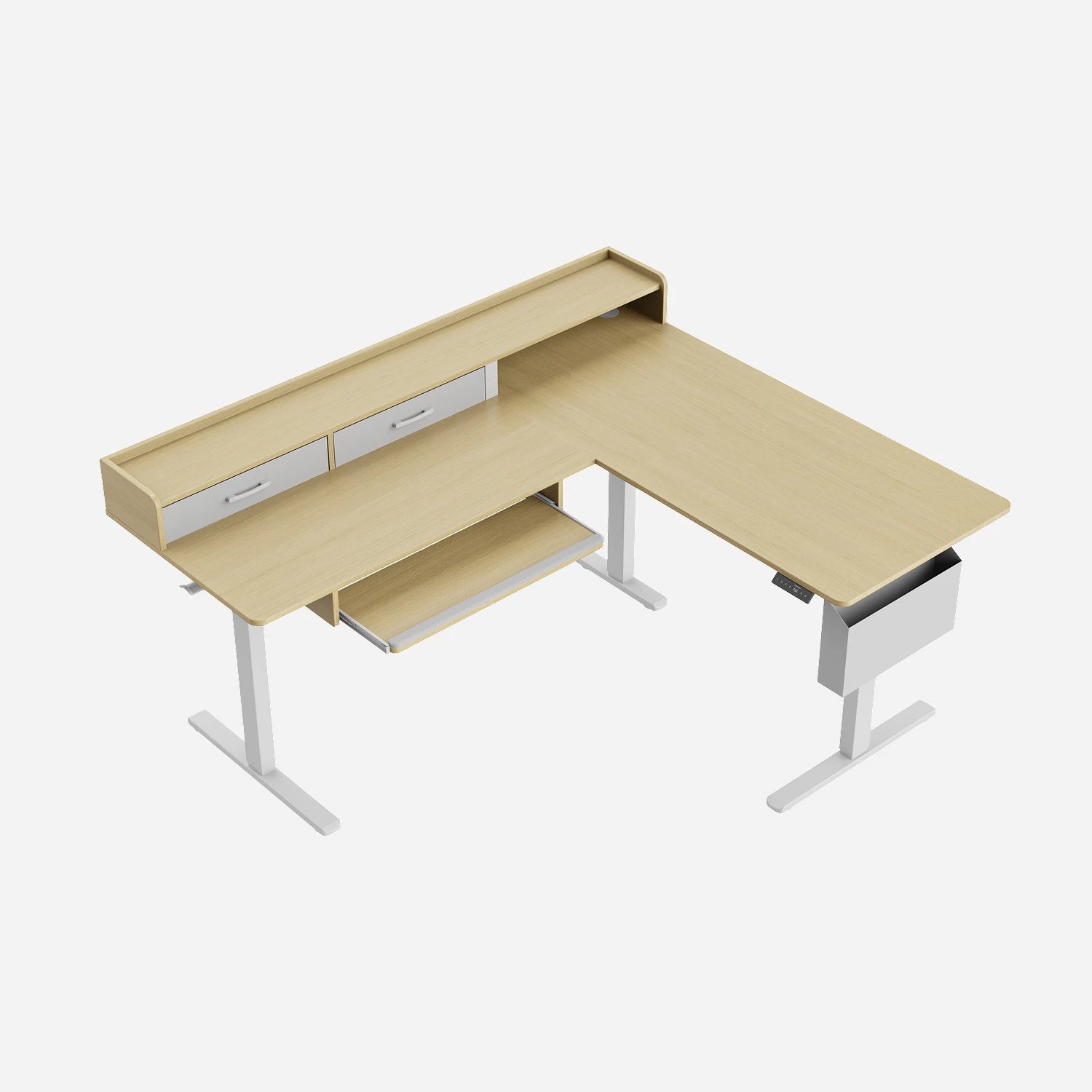 L-Shape With Keyboard Tray Standing Desk