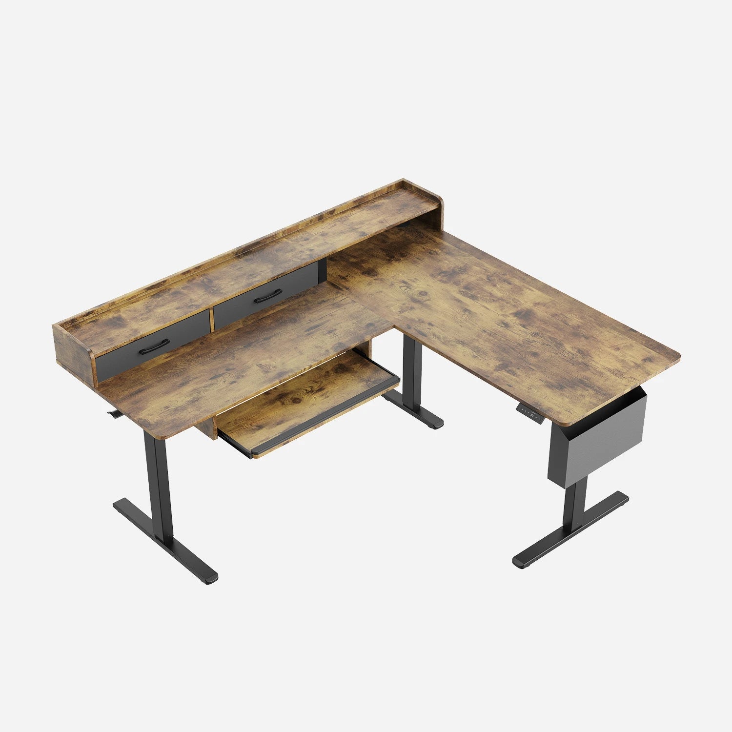 L-Shape With Keyboard Tray Standing Desk