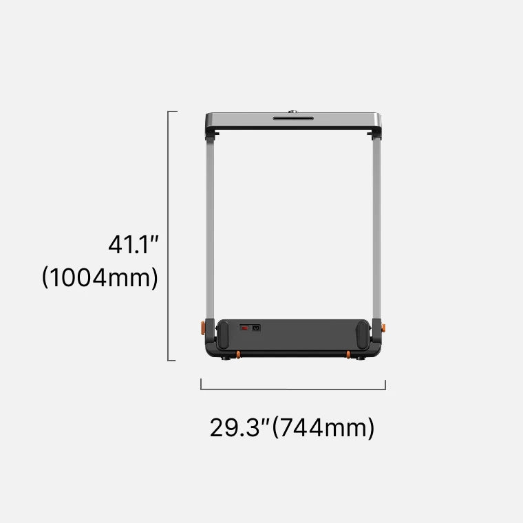 WalkingPad Denise Austin treadmill front view dimensions showing width and height