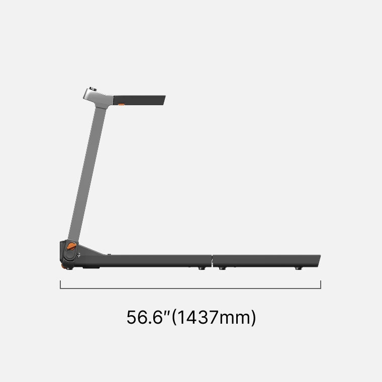 WalkingPad Denise Austin treadmill side view dimensions showing full length