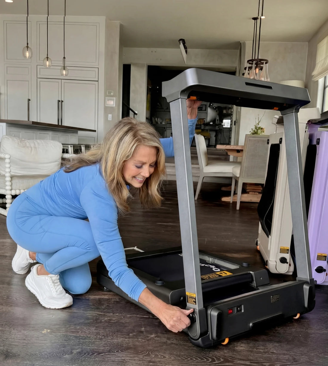 WalkingPad Denise Austin 2.0  treadmill half fold design for compact storage