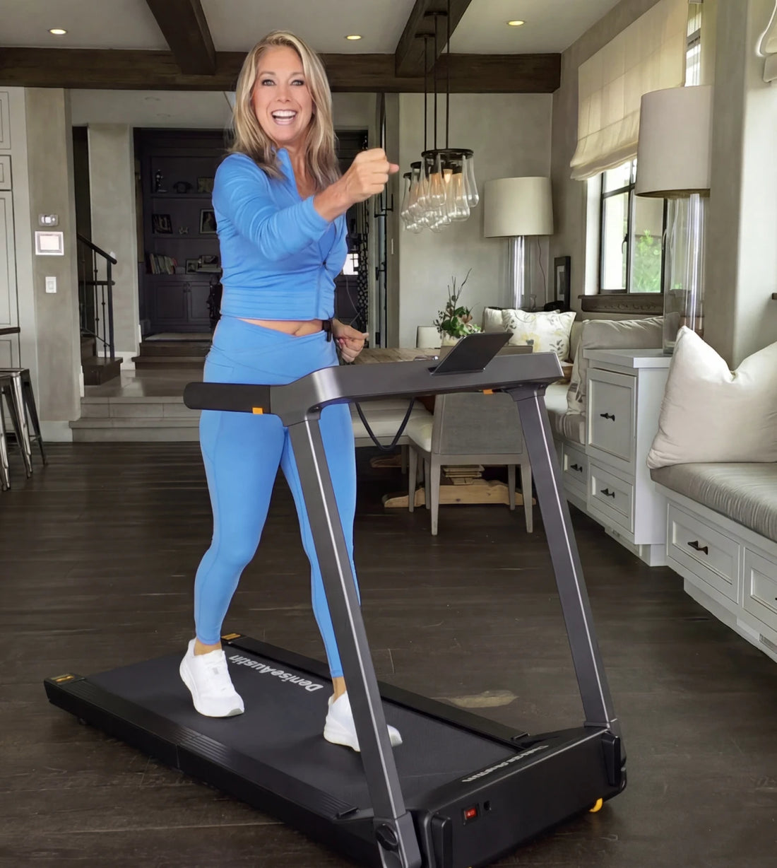 WalkingPad Denise Austin 2.0  treadmill used in living room for daily cardio exercise
