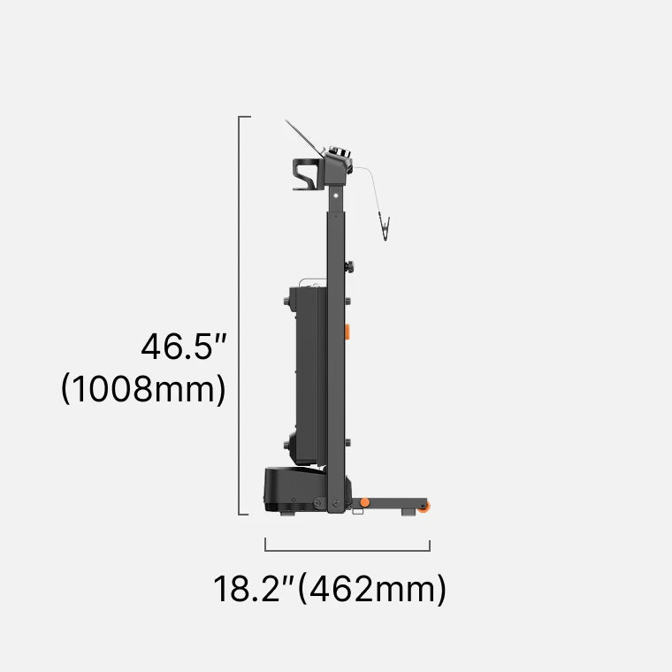 Folded thickness dimensions of the WalkingPad Mx8 treadmill for compact storage