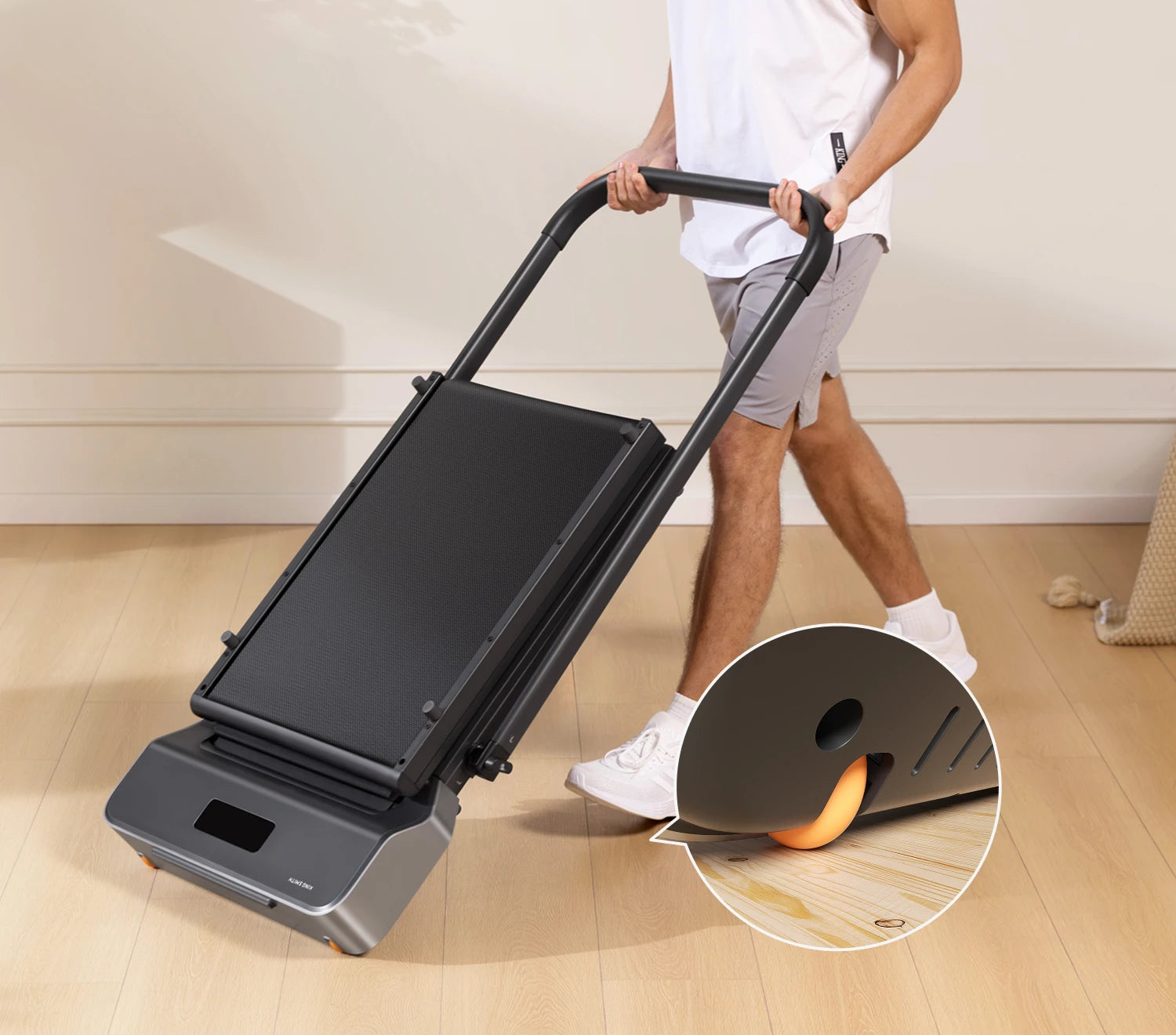 
WalkingPad Z1R treadmill with transport wheels for easy movement and storage