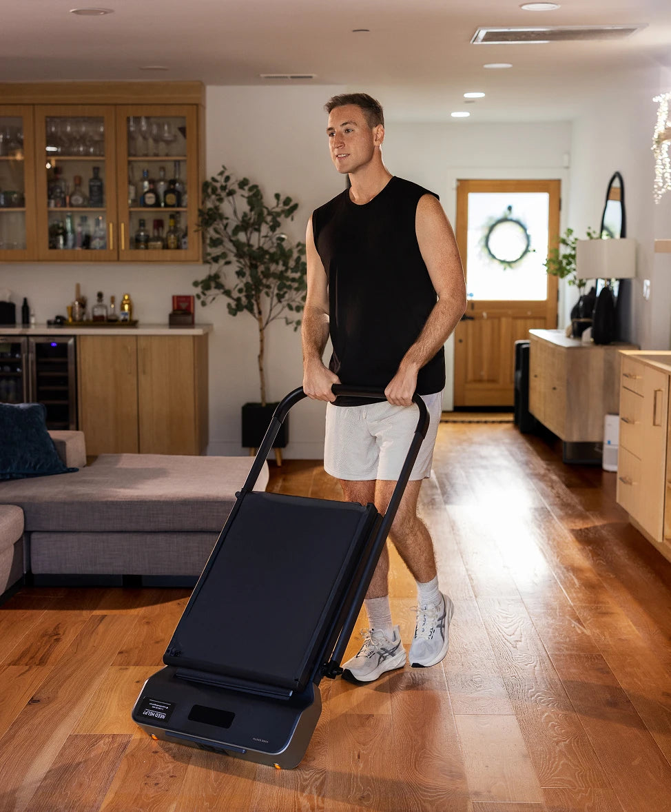 WalkingPad Z1R treadmill folded and moved easily with transport wheels