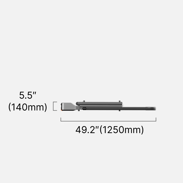 WalkingPad Z1R walking pad folded dimensions showing compact vertical storage size