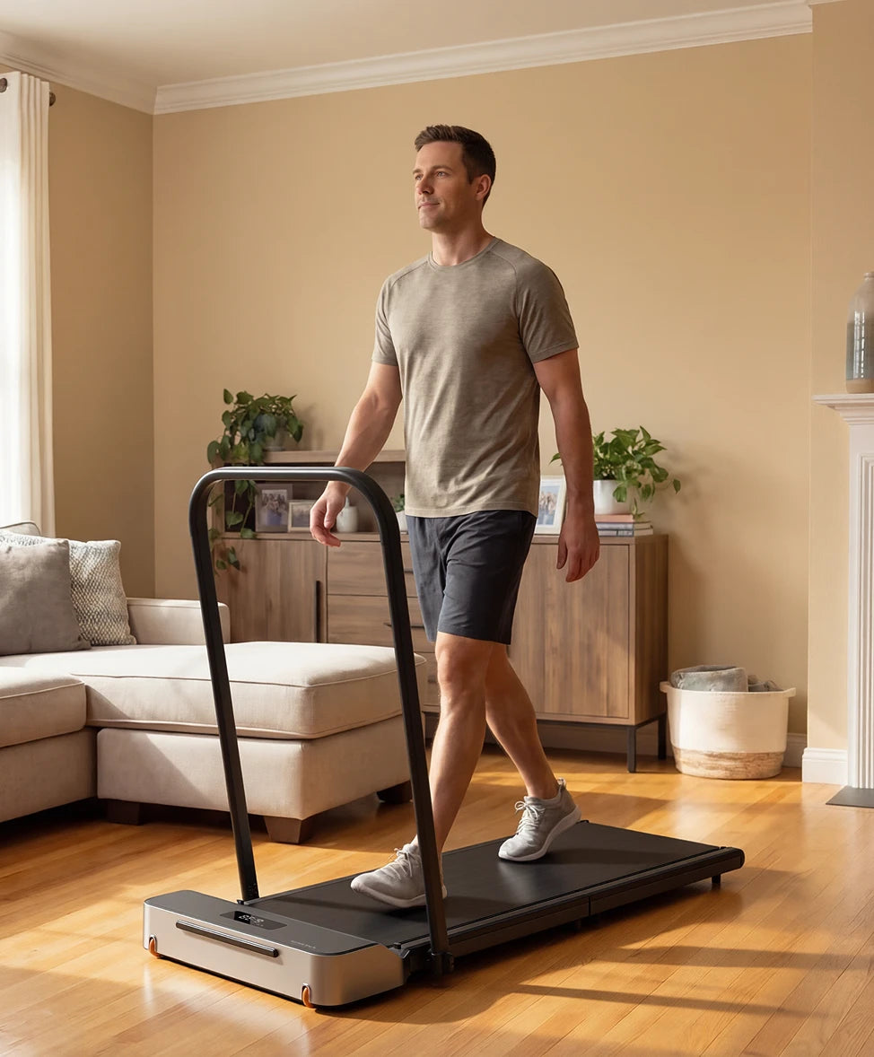WalkingPad Z1R treadmill walking at home for daily fitness routine

