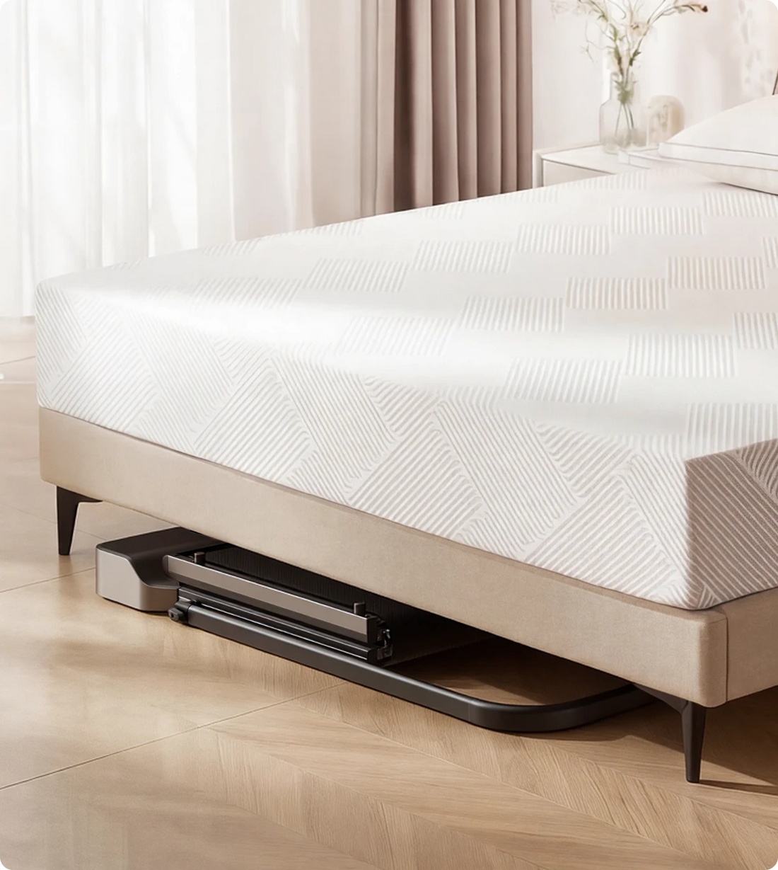 WalkingPad Z1R walking pad stored under Bed to save space in living room
