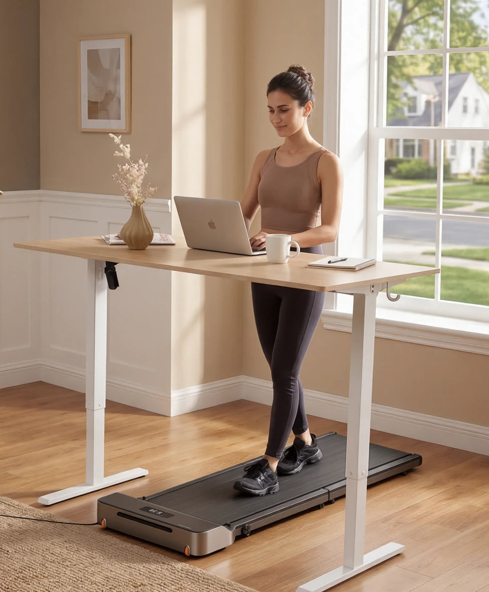 WalkingPad Z1R treadmill used under desk while working from home