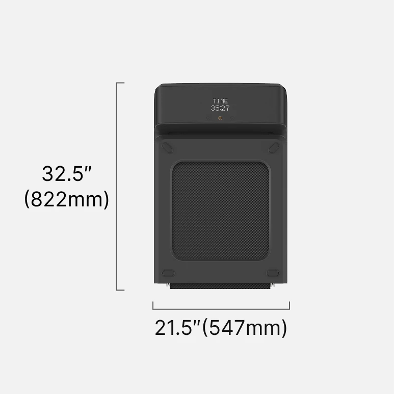 WalkingPad A1 Pro treadmill front view dimensions showing width and height measurements