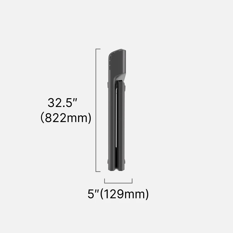 WalkingPad A1 Pro treadmill folded dimensions showing compact vertical storage size