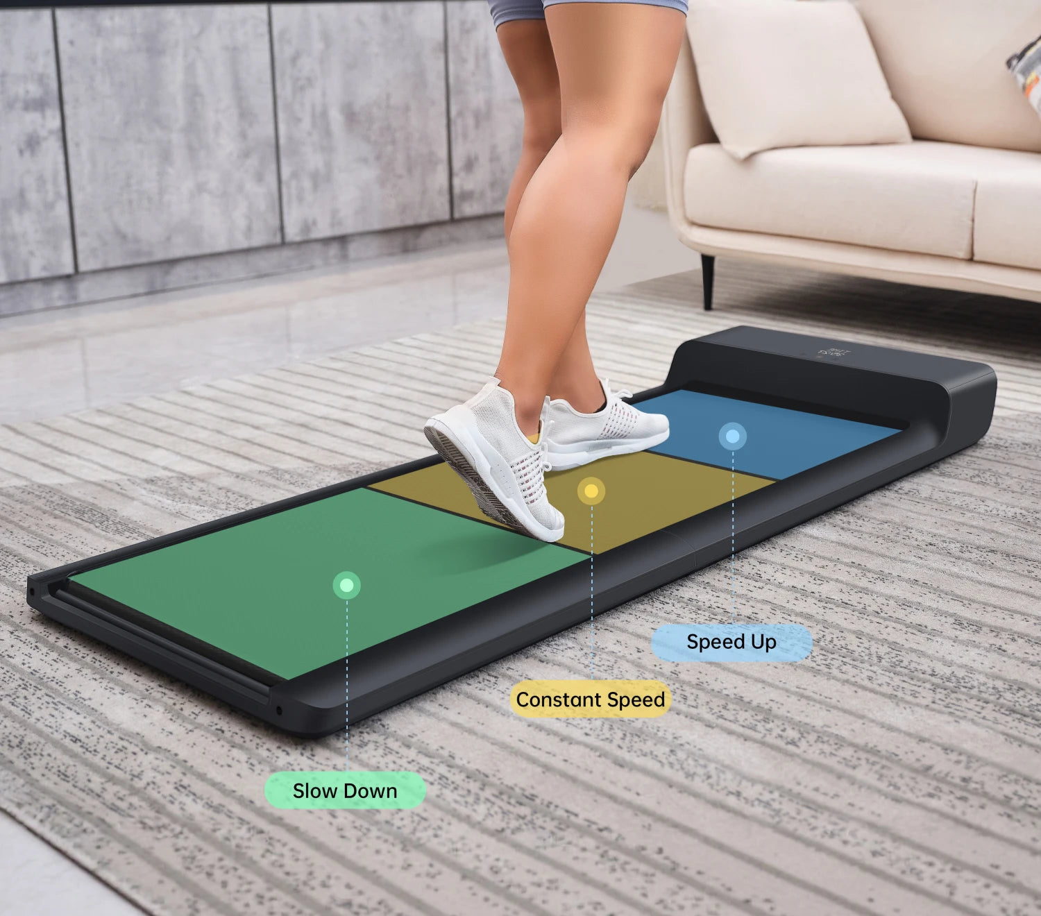 WalkingPad A1 Pro treadmill FootSense control adjusts speed based on walking position
