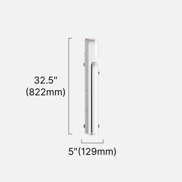WalkingPad C2 walking pad folded dimensions showing compact vertical storage size