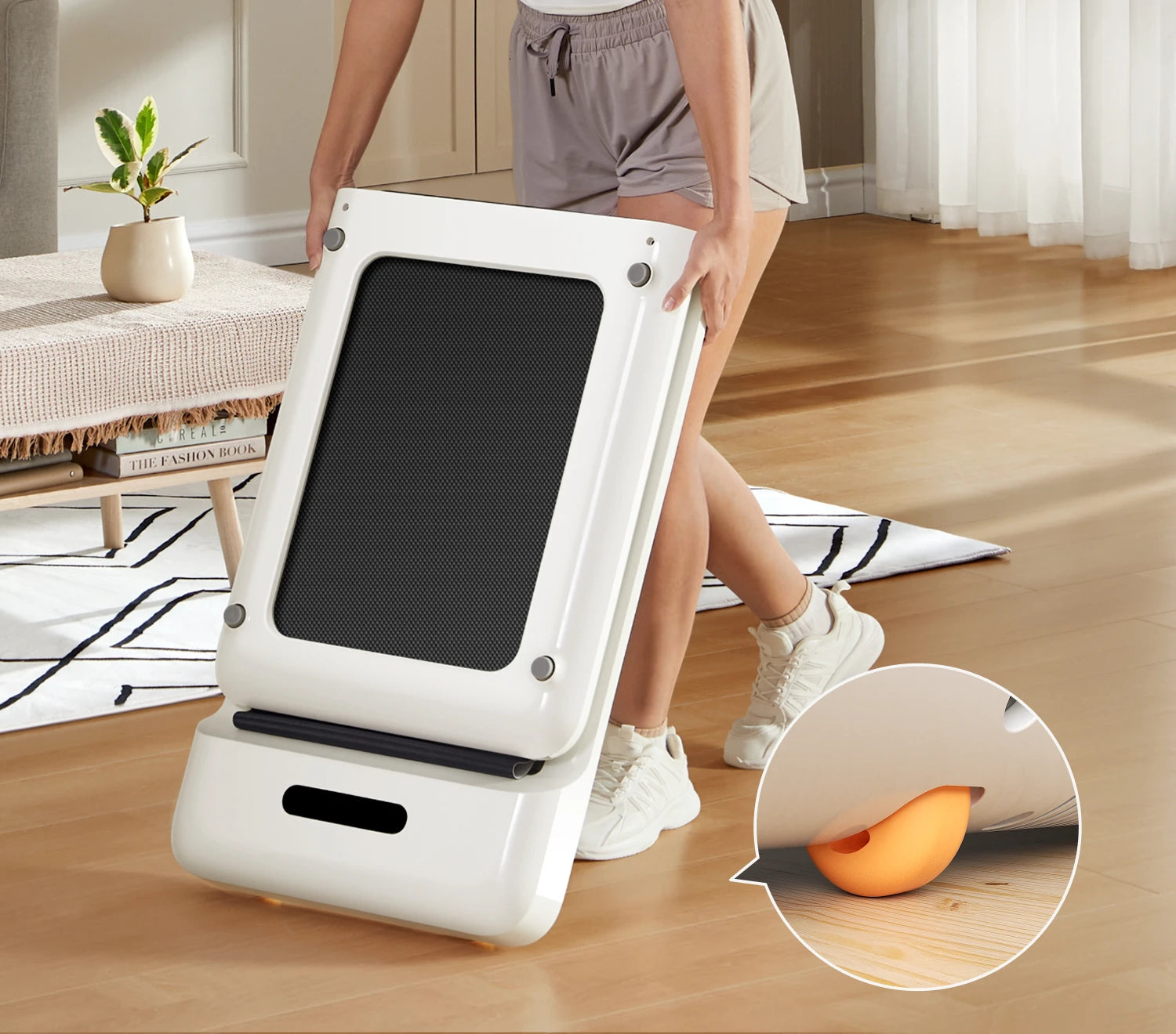 WalkingPad C2 walking pad with built-in wheels for easy movement and storage
