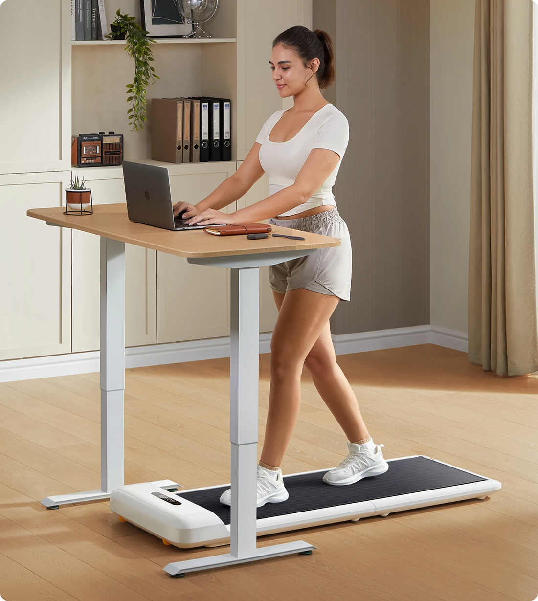 WalkingPad C2 walking pad used under desk for walking while working