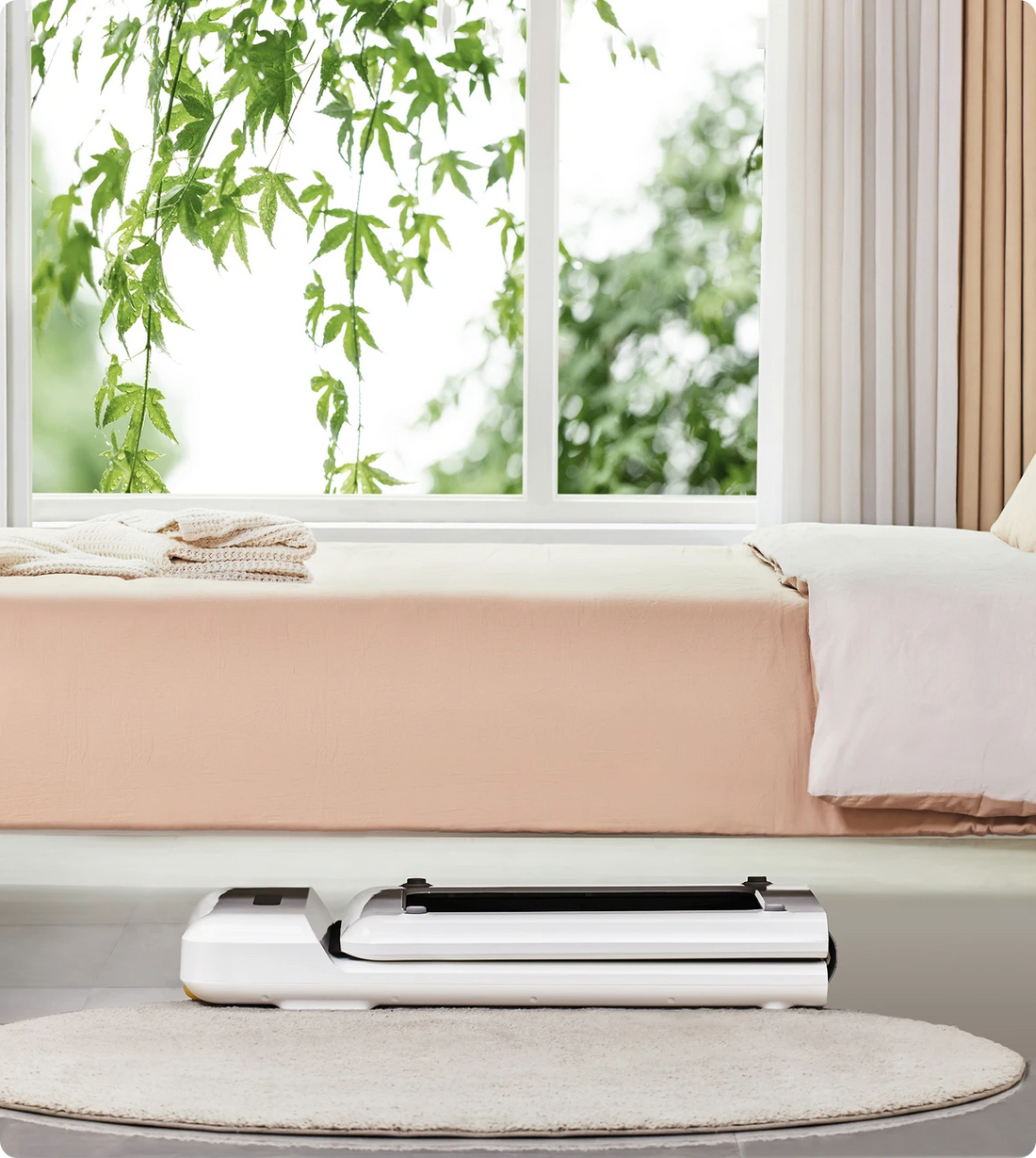 WalkingPad C2 walking pad stored under bed for compact home storage
