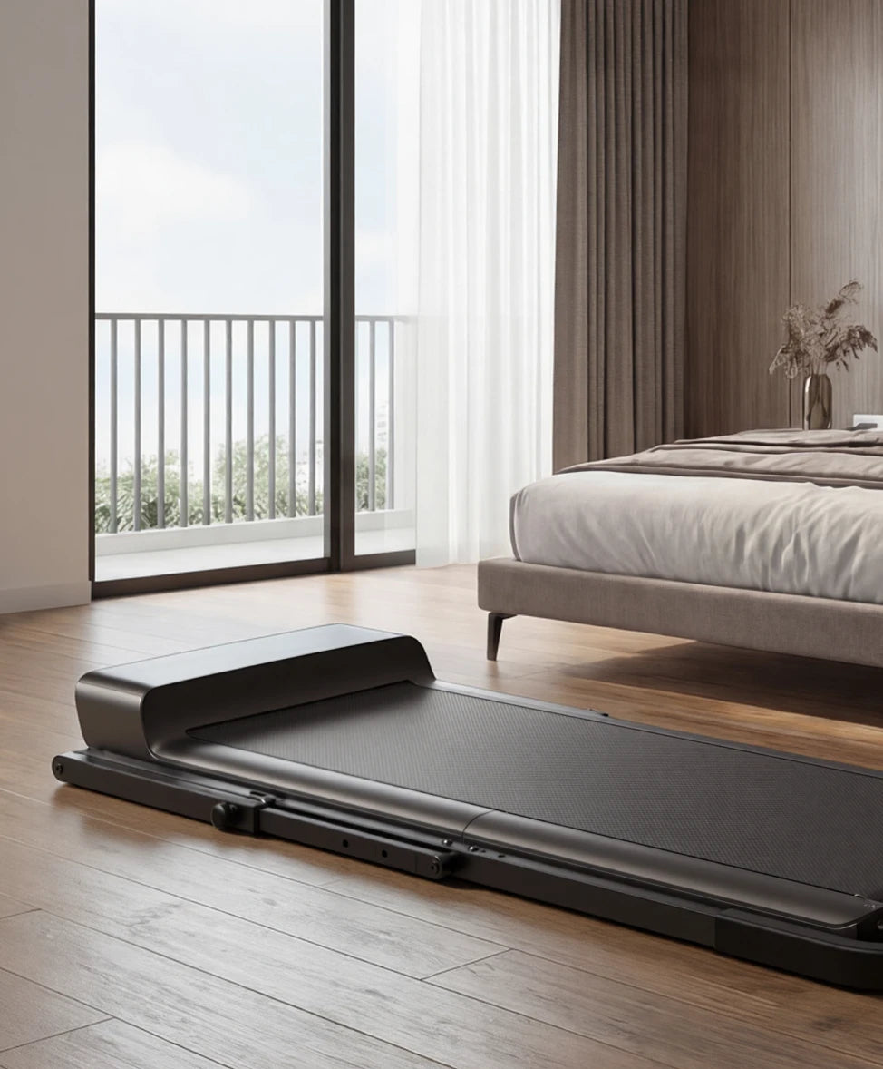 walkingpad treadmill folded flat slim profile under bed storage