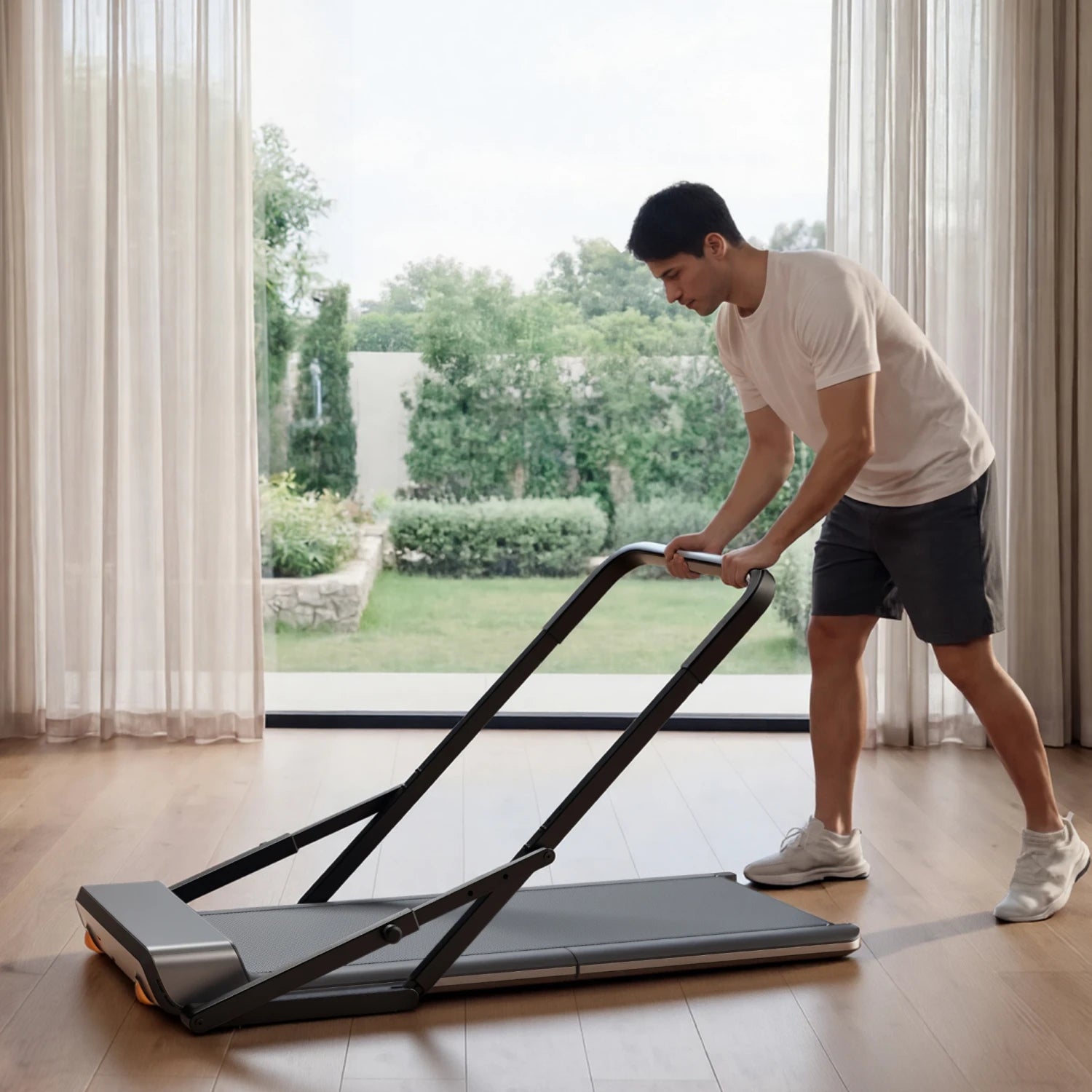 foldable walkingpad handrail easy storage compact treadmill design