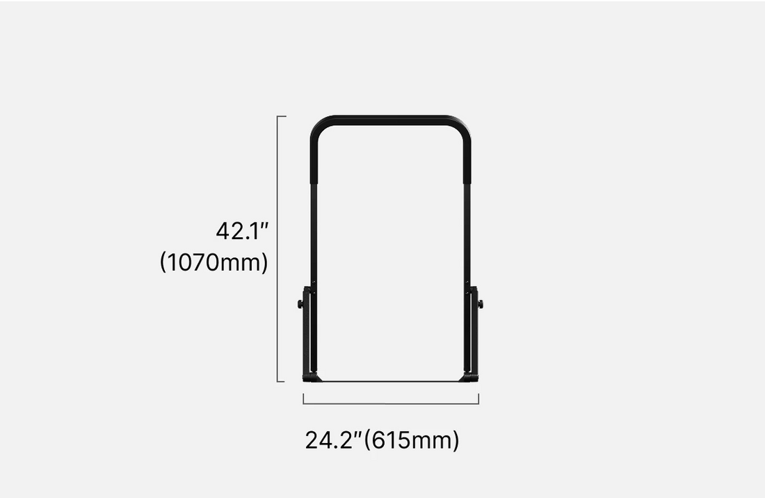 walkingpad handrail front view dimensions height and width size