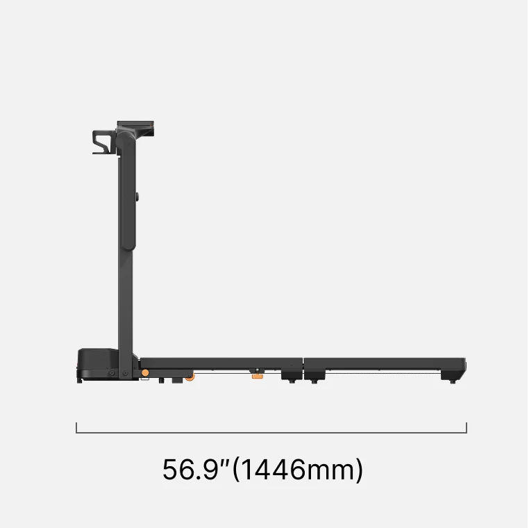 Side view length dimensions of the WalkingPad treadmill