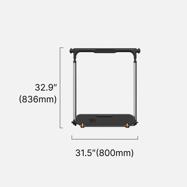 WalkingPad mx3 Hybrid Plus treadmill front view dimensions in unfolded position showing full length