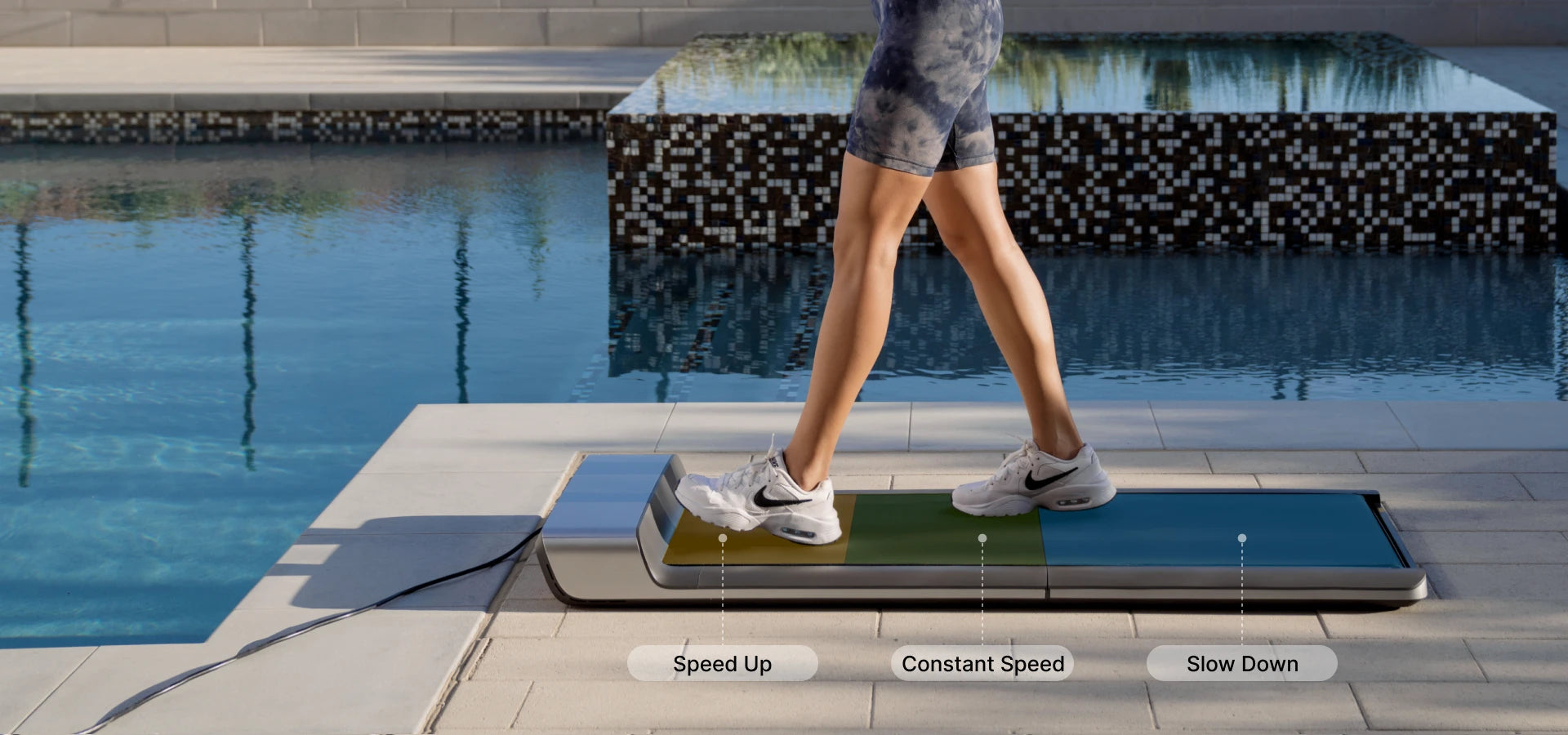 WalkingPad P1 treadmill FootSense control zones for speed adjustment