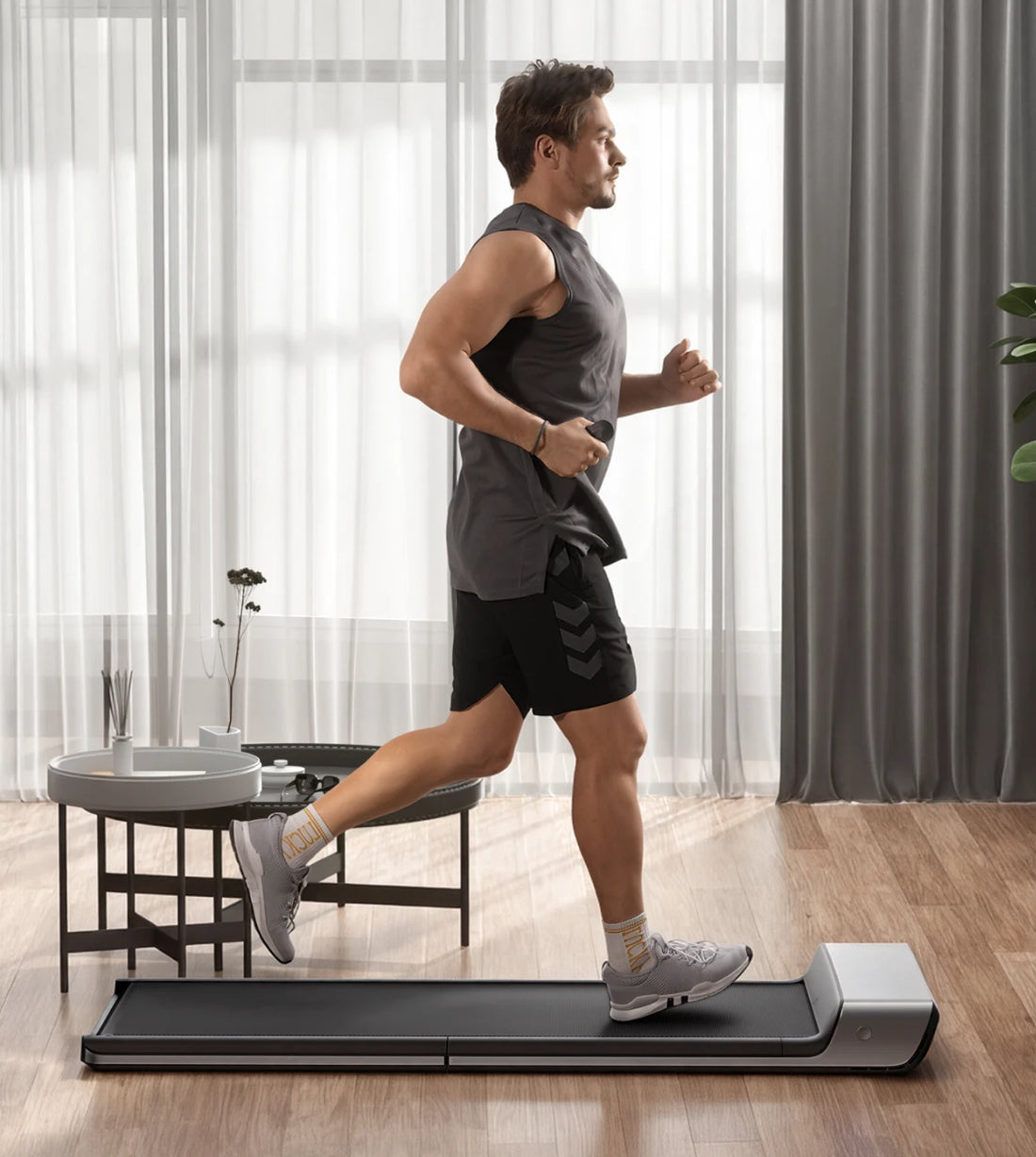 WalkingPad P1 treadmill used for gentle walking exercise at home