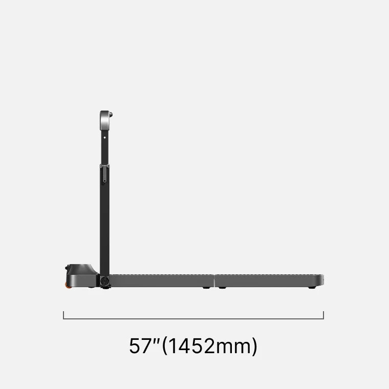 WalkingPad R2 treadmill side view dimensions showing full length and height