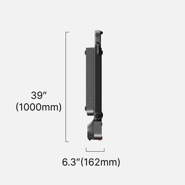 WalkingPad R2 treadmill folded dimensions showing compact storage size