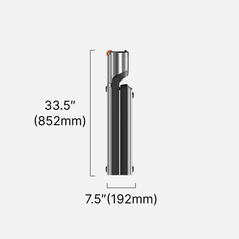WalkingPad R3 treadmill folded dimensions showing compact vertical storage size