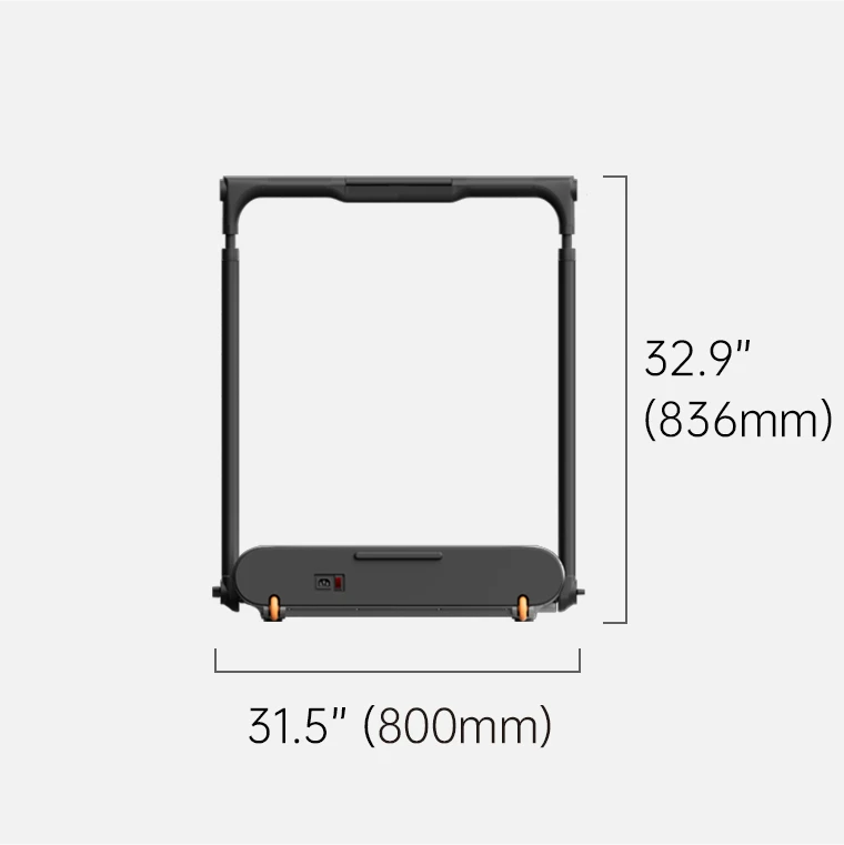 WalkingPad R3 Hybrid treadmill front view dimensions showing width and height measurements