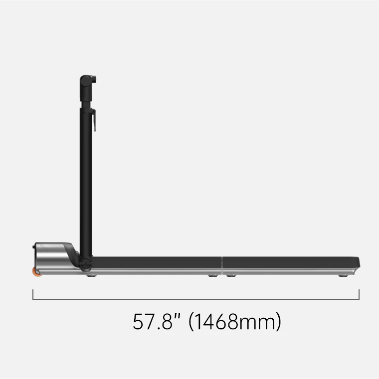 WalkingPad R3 Hybrid treadmill side view dimensions in unfolded position showing full length